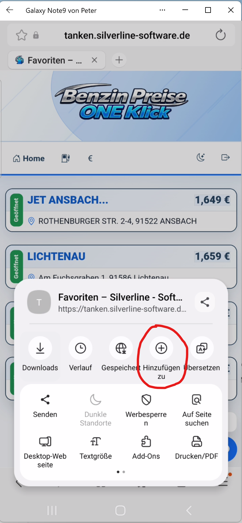 Hinzufügen eines Shortcuts auf dem Handybildschirm